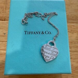 Tiffany & Co. Silver Script Heart Necklace